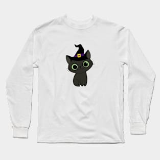 Kitty Cat in a Witches Hat Long Sleeve T-Shirt